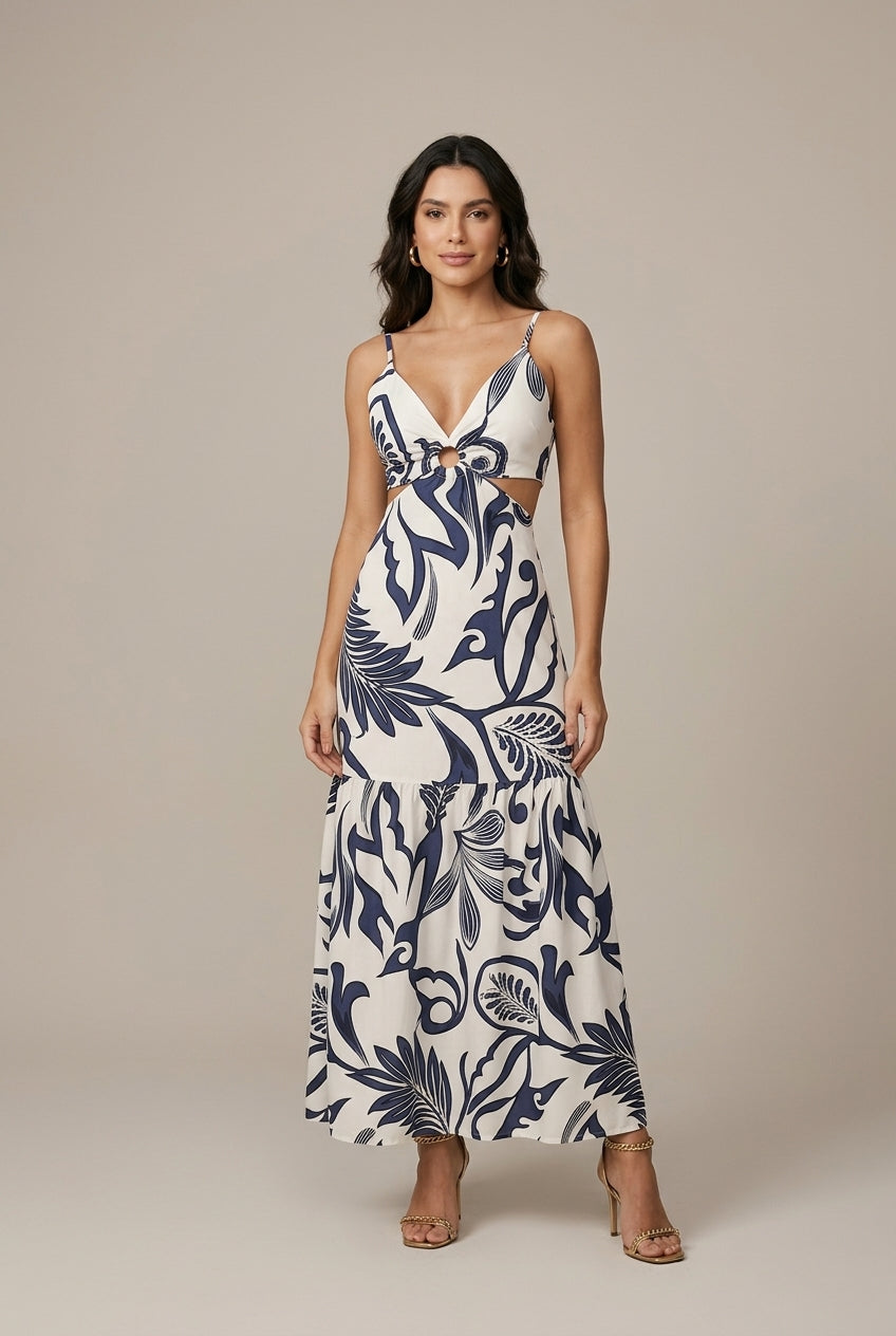 Dalma | Waist-Tied Floral Maxi Dress