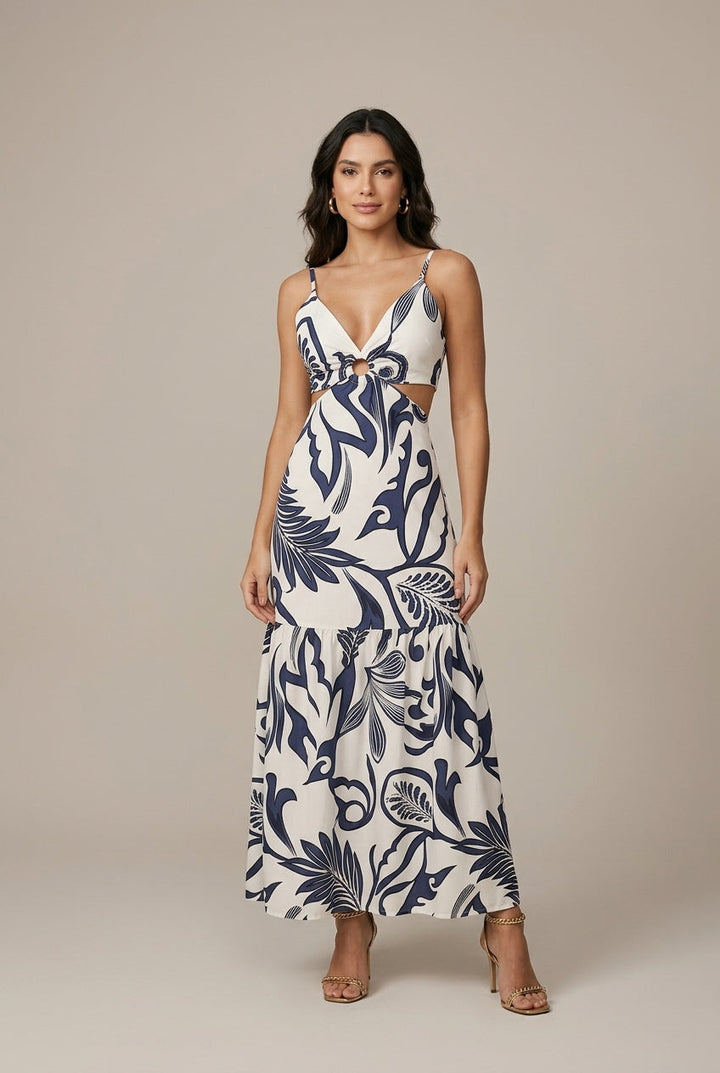 Dalma | Waist-Tied Floral Maxi Dress