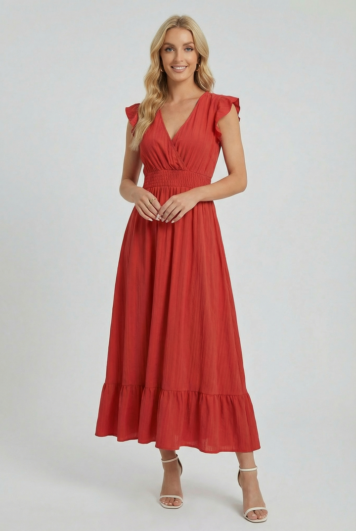 Lea | Ruffled Sleeve Summer Maxi Dress