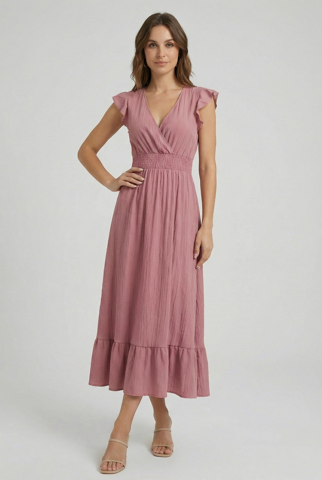 Lea | Ruffled Sleeve Summer Maxi Dress