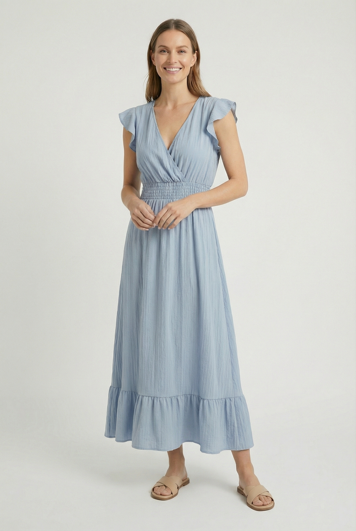 Lea | Ruffled Sleeve Summer Maxi Dress