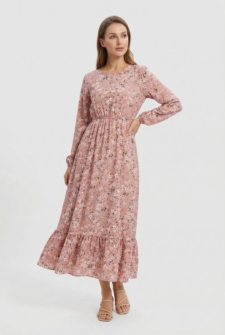 Milena | Long Sleeve Floral Maxi Dress with a Light and Airy Feel