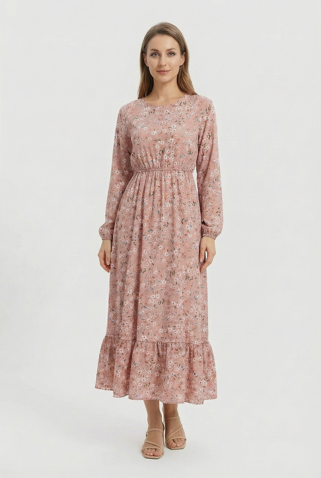 Milena | Long Sleeve Floral Maxi Dress with a Light and Airy Feel