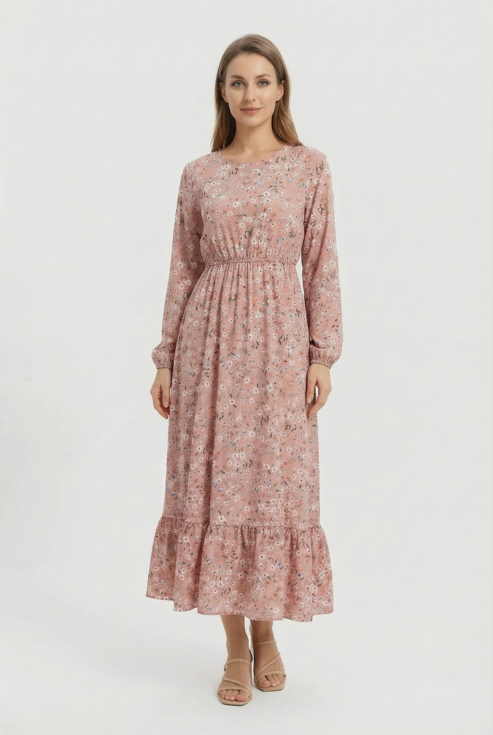 Milena | Long Sleeve Floral Maxi Dress with a Light and Airy Feel