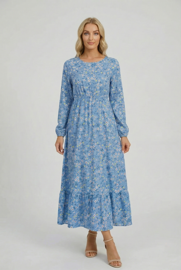 Milena | Long Sleeve Floral Maxi Dress with a Light and Airy Feel