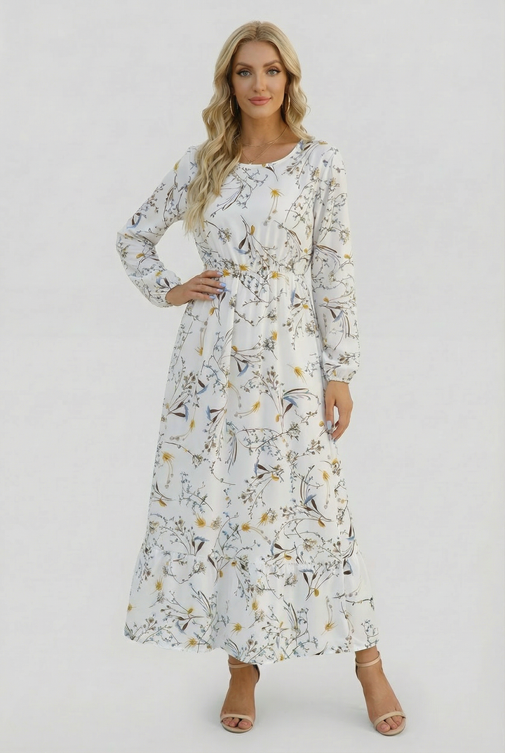 Milena | Long Sleeve Floral Maxi Dress with a Light and Airy Feel