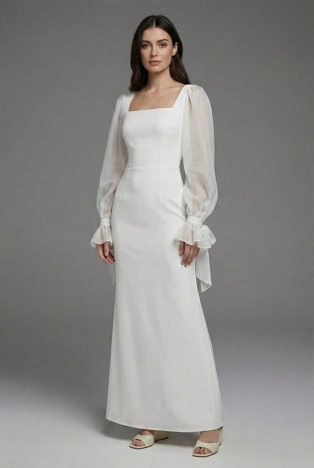 Ivanka | Elegant White Maxi Dress for Formal Occasions
