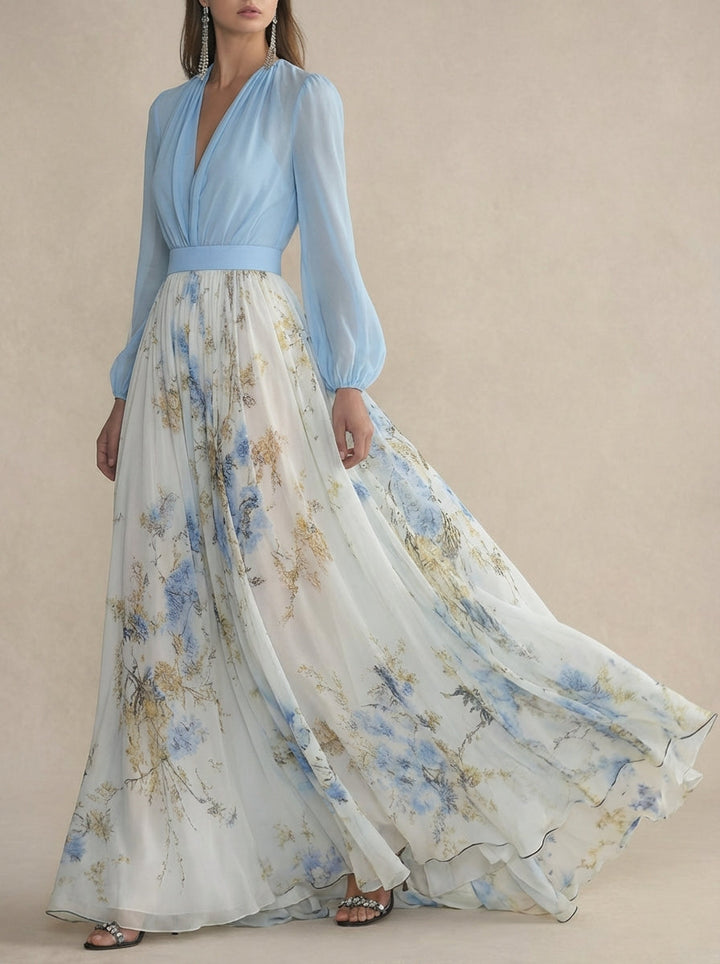 Carmo | Floral Long Satin Dress