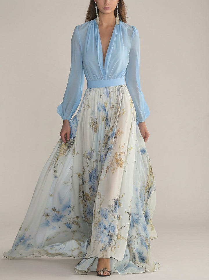 Carmo | Floral Long Satin Dress