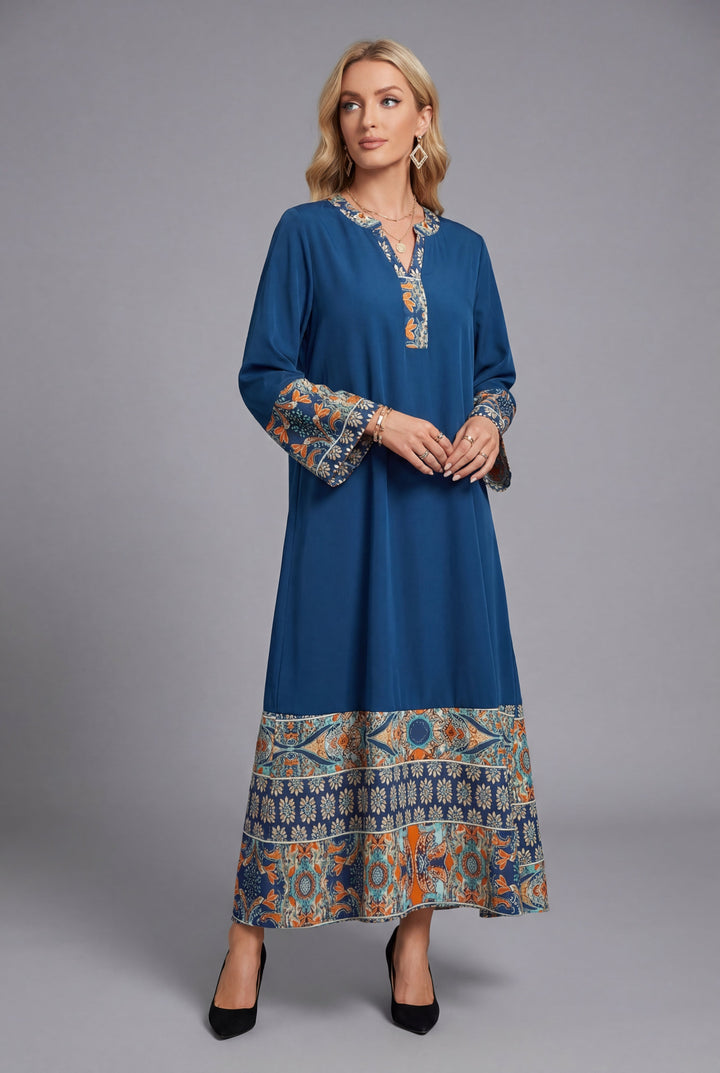 Oksana | V-Neck Maxi Dress with Ruffled Sleeves