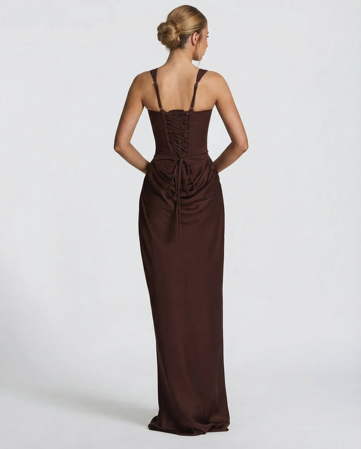 Zdenka | Adjustable Strap Shiny Maxi Dress