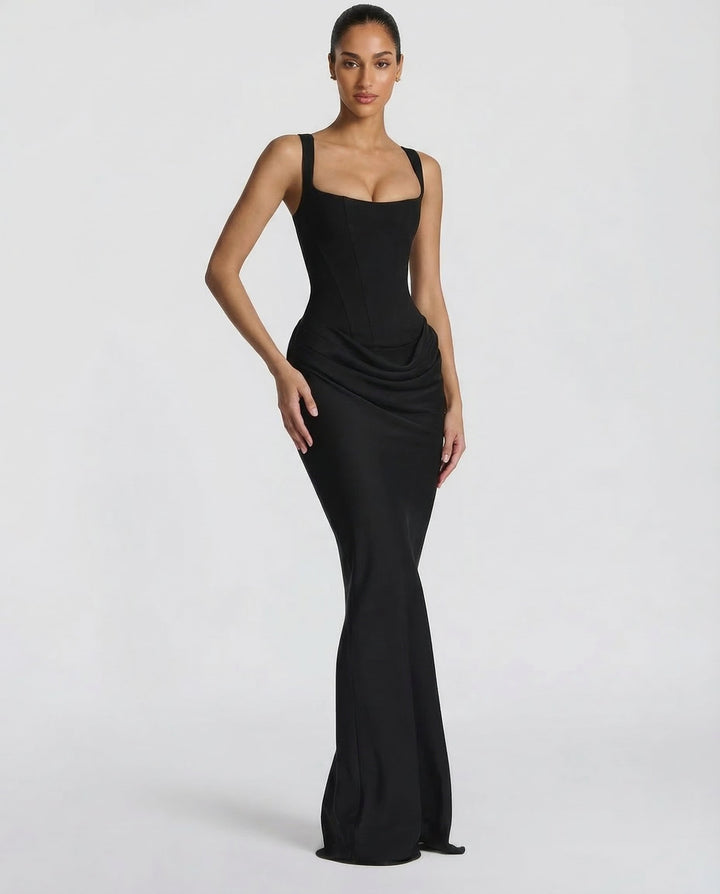 Zdenka | Adjustable Strap Shiny Maxi Dress
