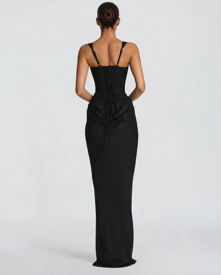 Zdenka | Adjustable Strap Shiny Maxi Dress