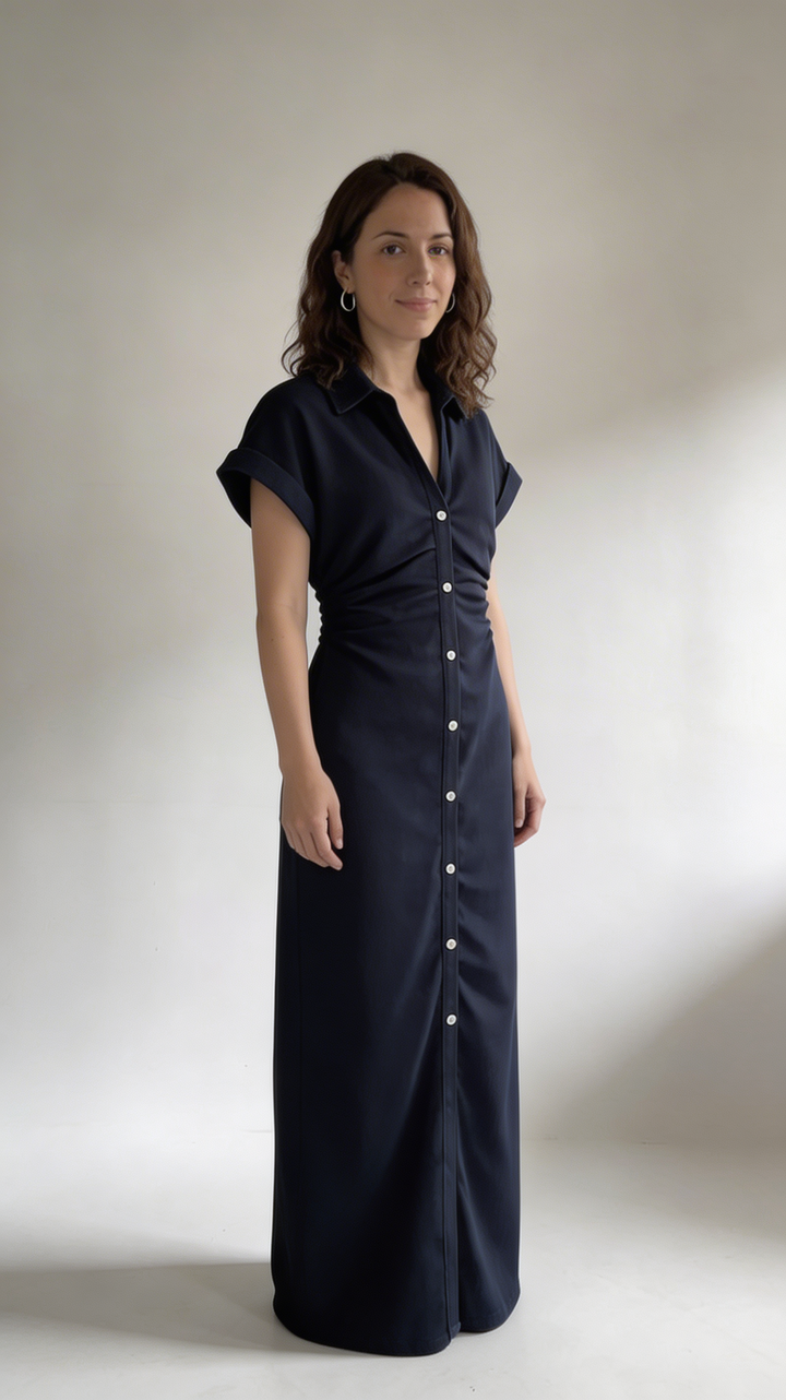 Denim Mini Dress with Buttons