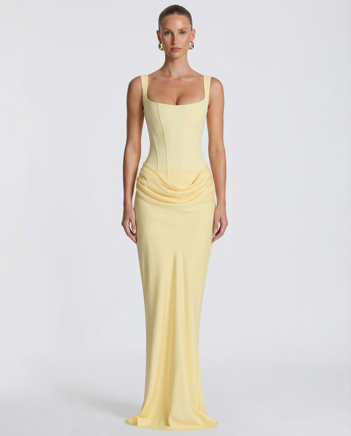 Zdenka | Adjustable Strap Shiny Maxi Dress