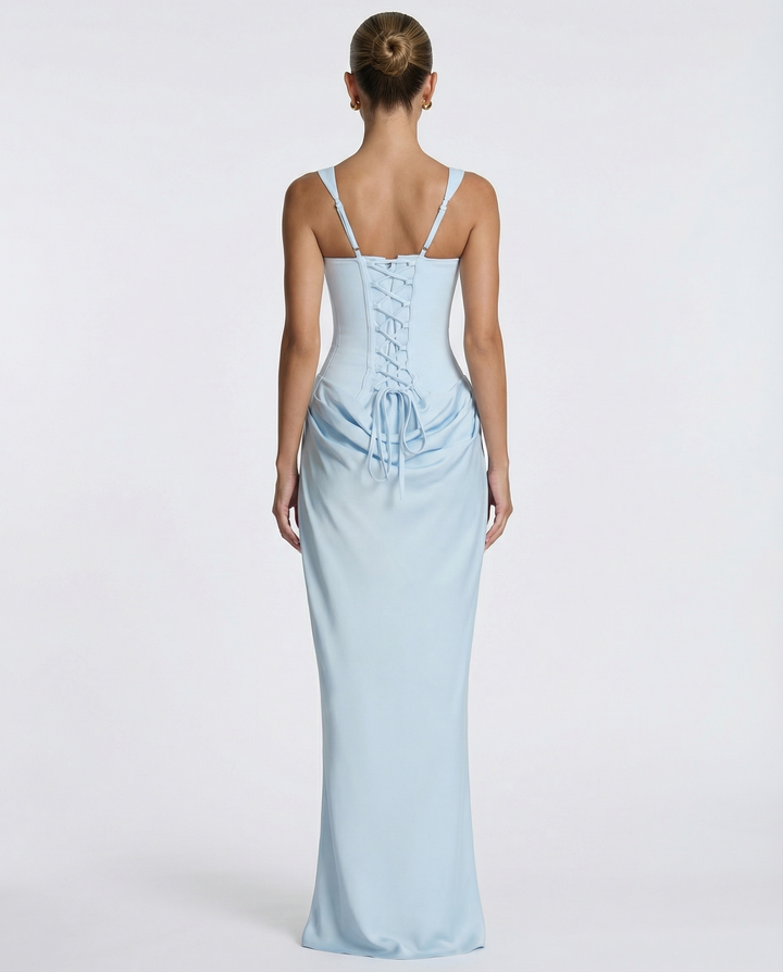 Zdenka | Adjustable Strap Shiny Maxi Dress