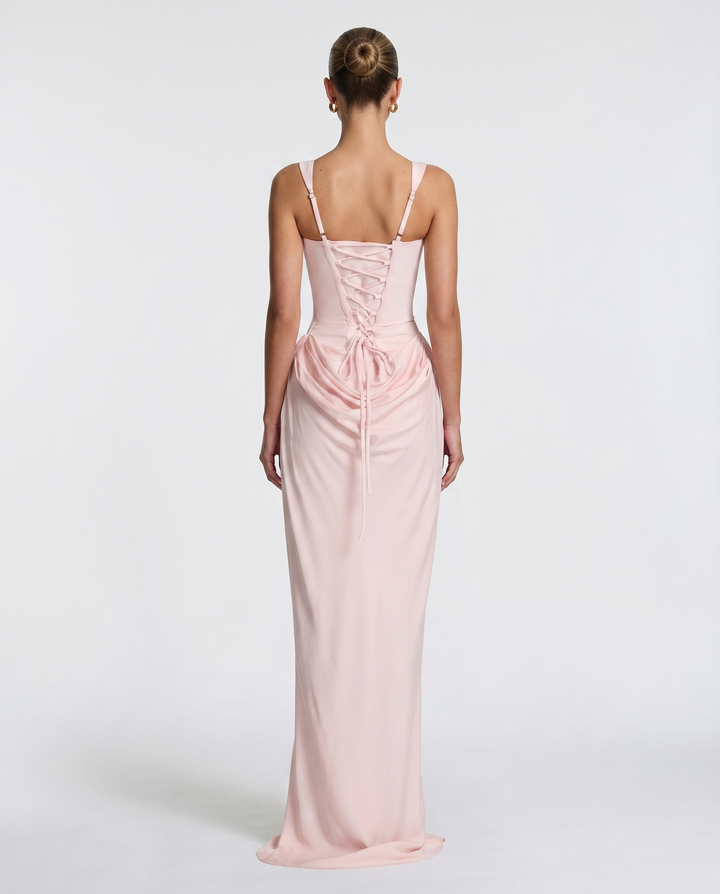 Zdenka | Adjustable Strap Shiny Maxi Dress