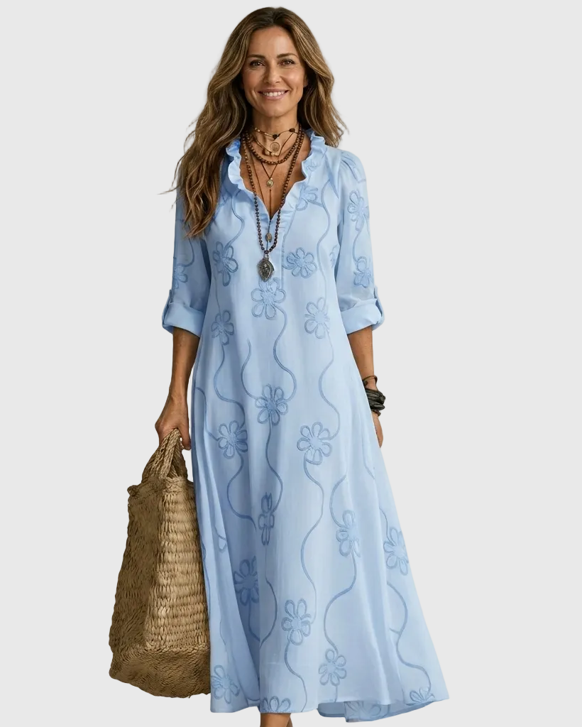 Marcela | Embroidered Romantic Maxi Dress