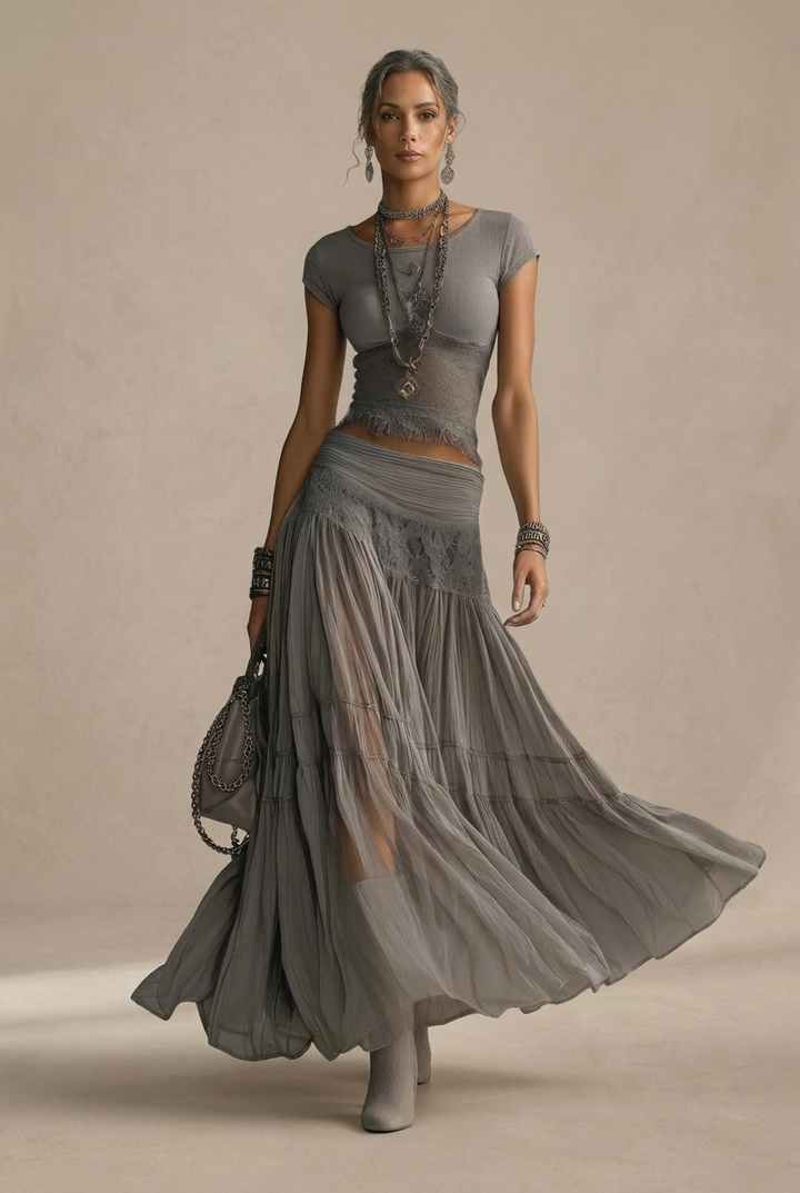 Elena | Long Dress Set with Top