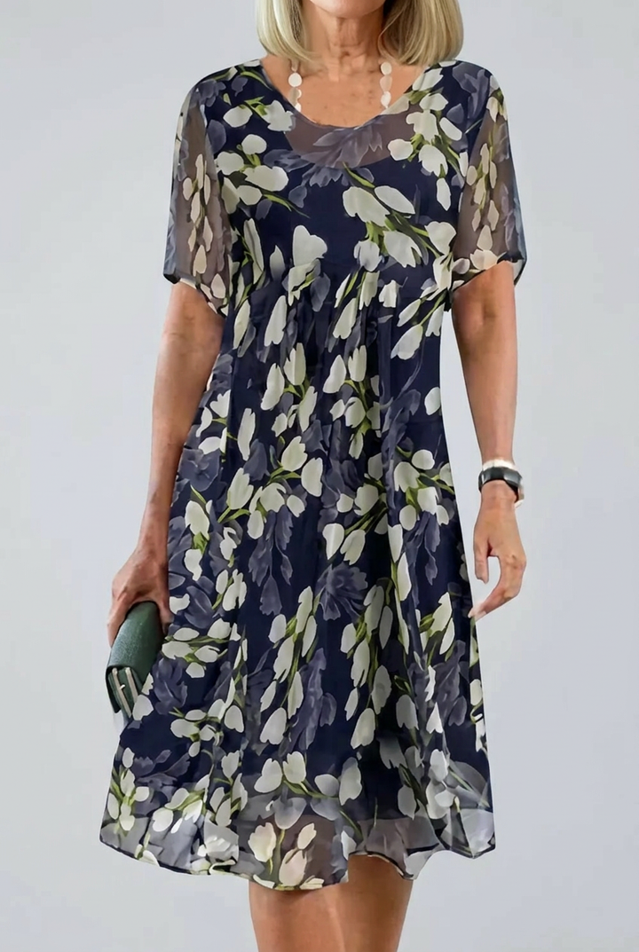 Elisa - Elegant Floral Chiffon Dress