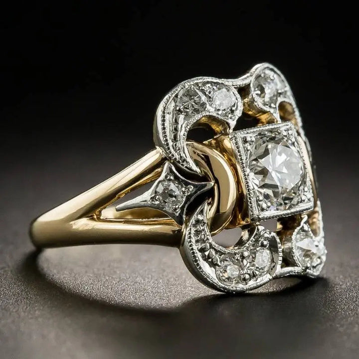 Margarete - Vintage gold ring with zirconia