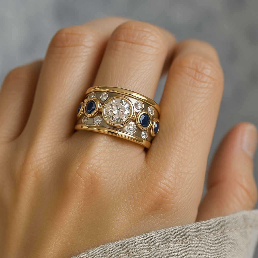 Barbara - Vintage Ring with Gold Inset Zircon