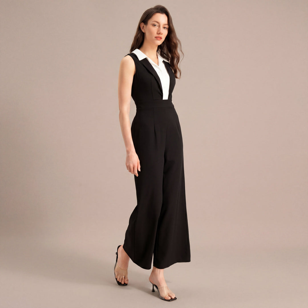 Elisa – Elegant Classic Cut Jumpsuit with Contrast