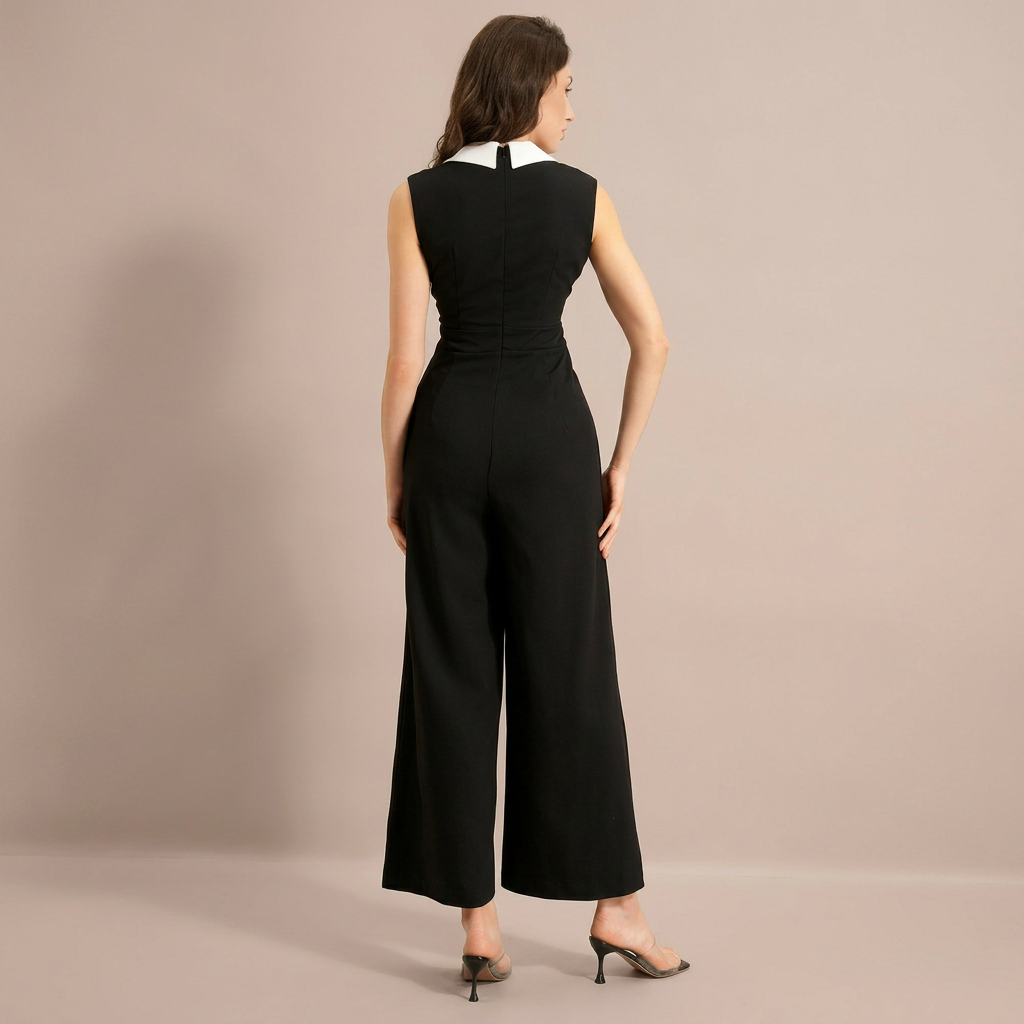 Elisa – Elegant Classic Cut Jumpsuit with Contrast