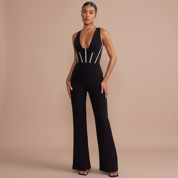 Noemia – Black dress with elegant structure and shimmering details