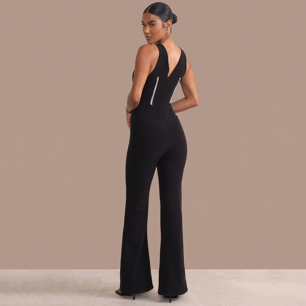 Noemia – Black dress with elegant structure and shimmering details