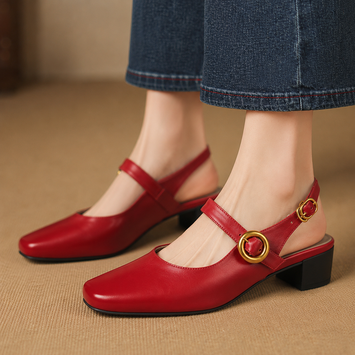 Aurie Genuine Leather Slingback Heels