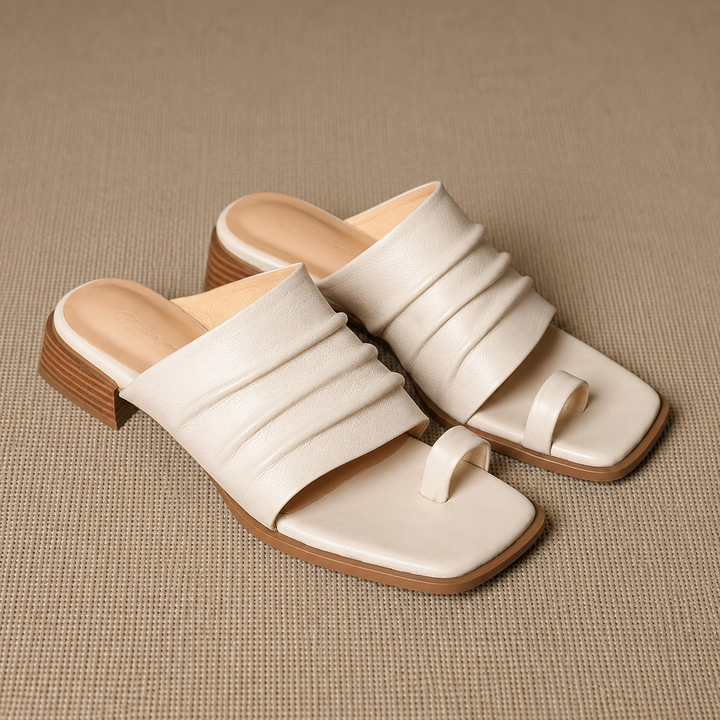 Evora Genuine Leather Toe-Loop Slide Sandals