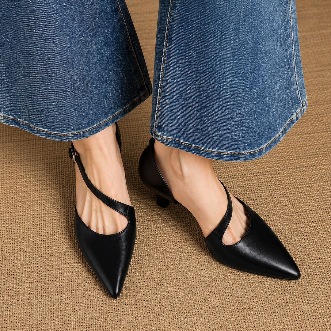 Evanie Genuine Leather D'Orsay Heels