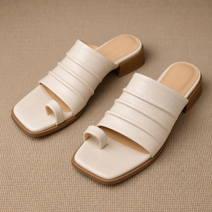Evora Genuine Leather Toe-Loop Slide Sandals
