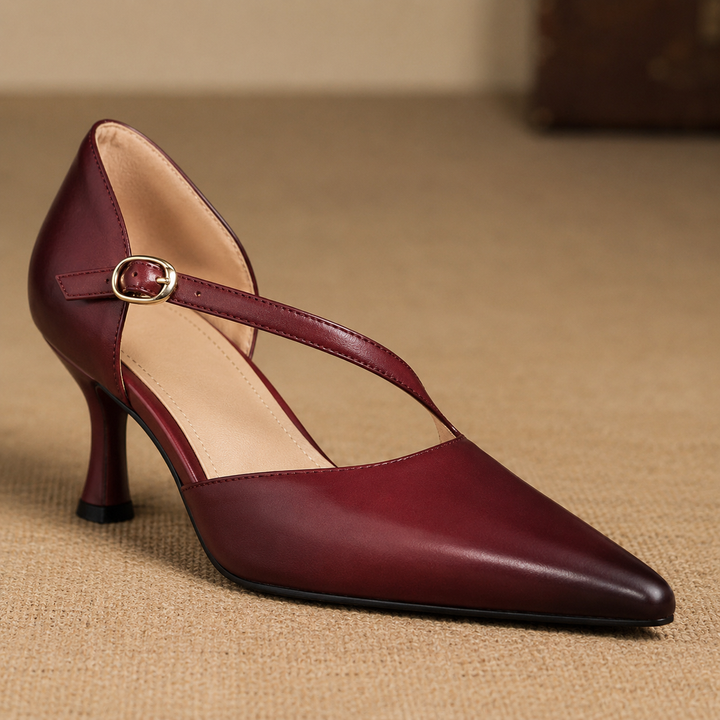 Evani Genuine Leather D'Orsay Heels