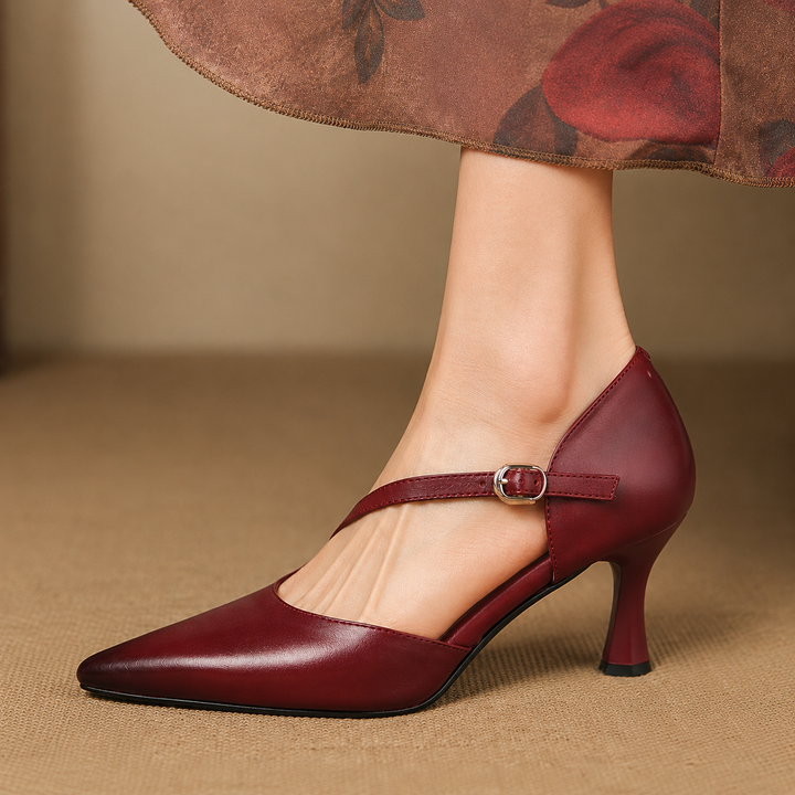 Evanie Genuine Leather D'Orsay Heels