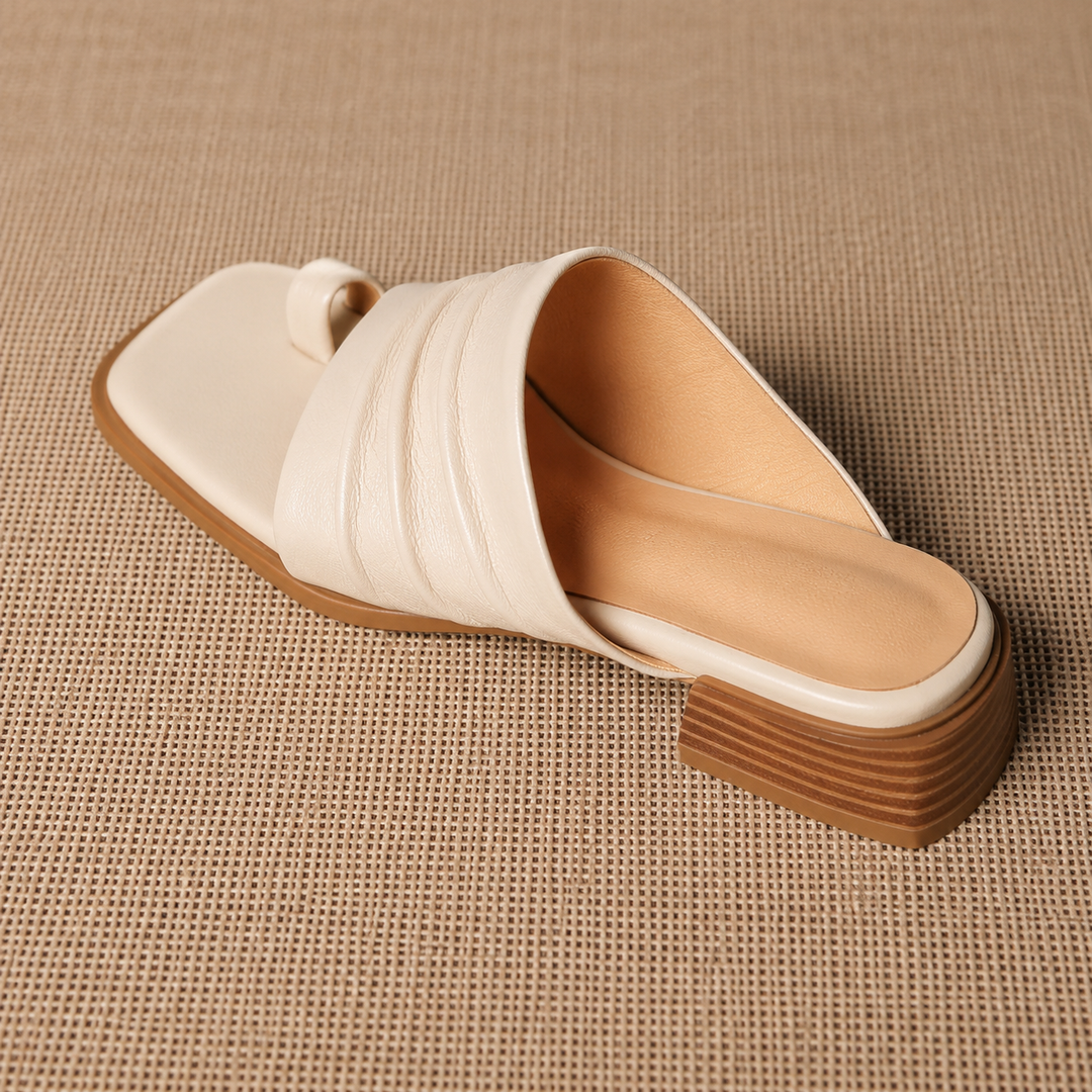 Evora Genuine Leather Toe-Loop Slide Sandals