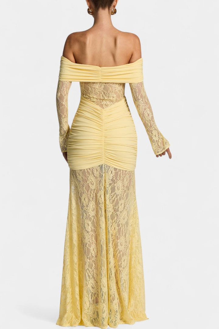 Kamila - Strapless Ruffled Lace Bruma Dress