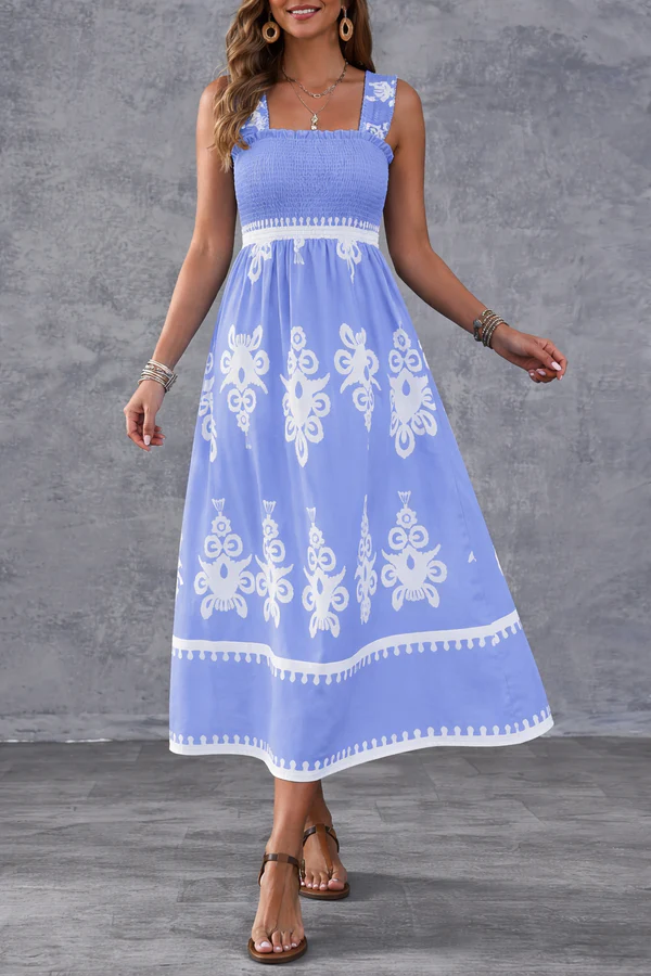 Martina | Long Dress with Artistic Design and Elastic Waist