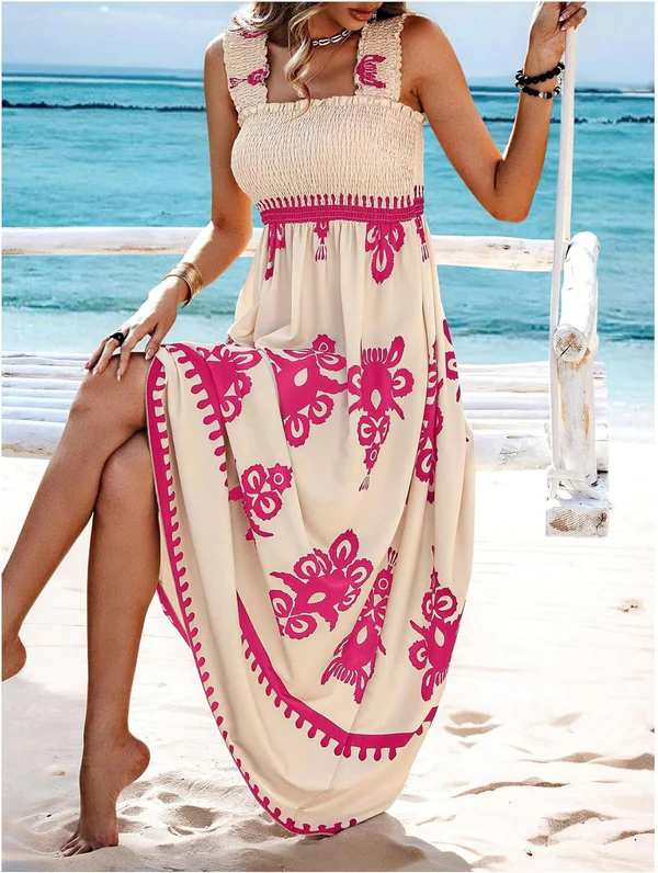 Martina | Long Dress with Artistic Design and Elastic Waist