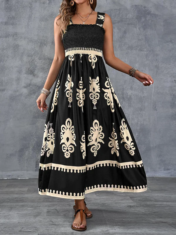 Martina | Long Dress with Artistic Design and Elastic Waist