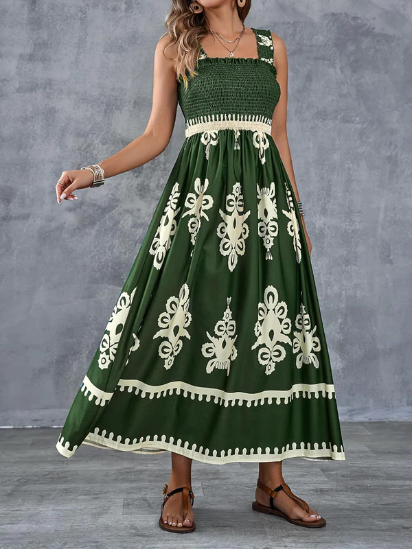 Martina | Long Dress with Artistic Design and Elastic Waist