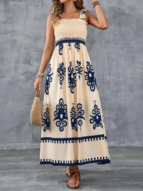 Martina | Long Dress with Artistic Design and Elastic Waist