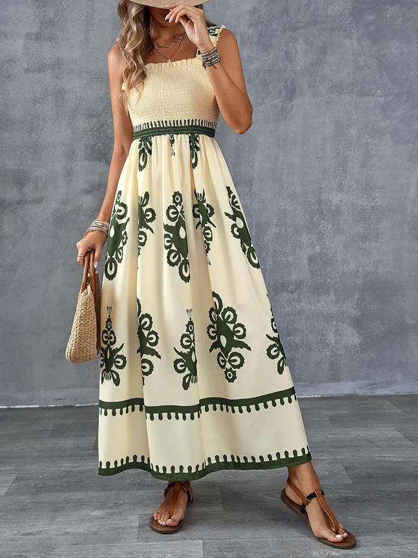 Martina | Long Dress with Artistic Design and Elastic Waist