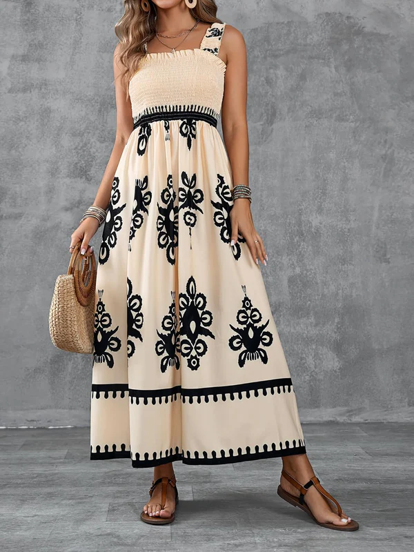 Martina | Long Dress with Artistic Design and Elastic Waist