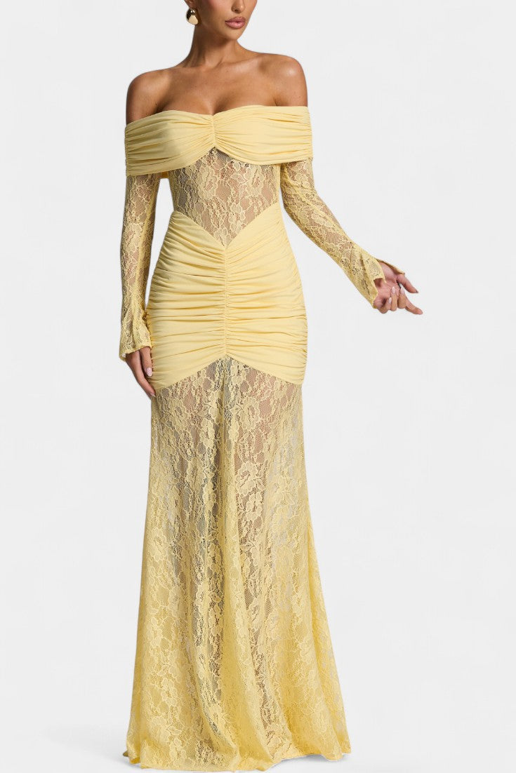 Kamila - Strapless Ruffled Lace Bruma Dress