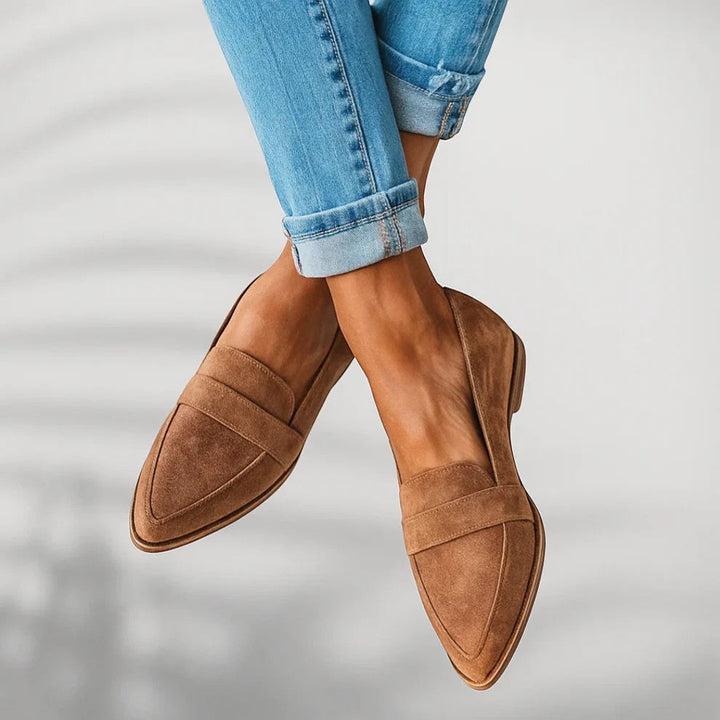 Wedge-Heel Pointed Toe Loafers