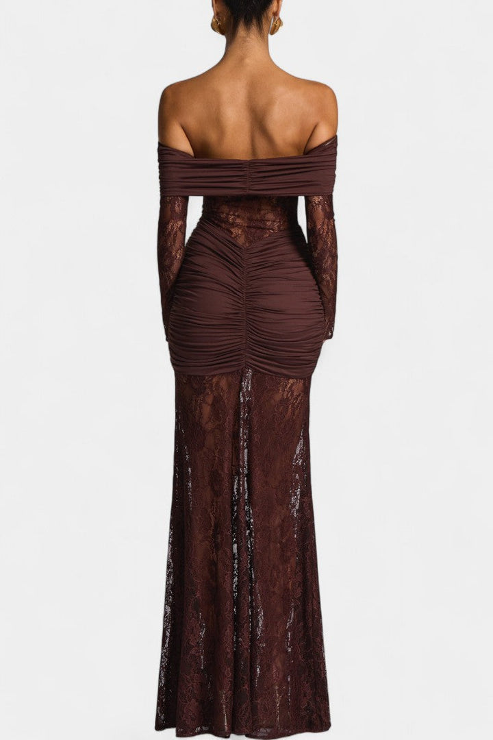 Kamila - Strapless Ruffled Lace Bruma Dress