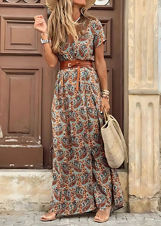 Cristiana | Floral Maxi Dress with Belt
