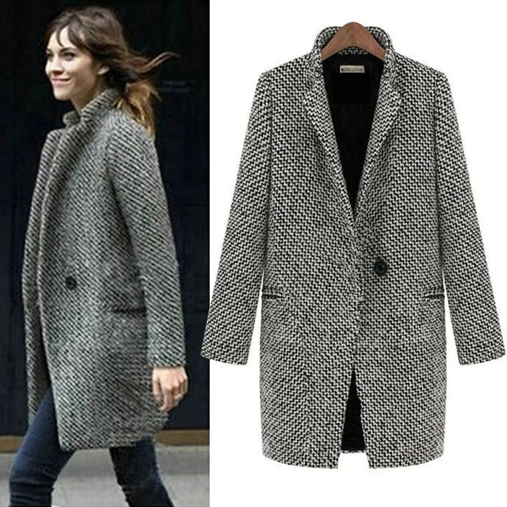 Nora Houndstooth-Pattern Long Coat